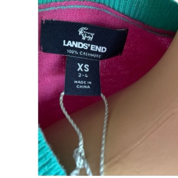 LANDSEND Women's Cashmere Crew Neck Sweater Tee, Colorblock - Picture 2 of 5